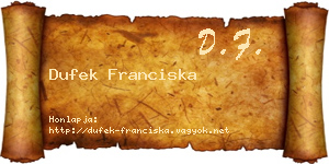 Dufek Franciska névjegykártya